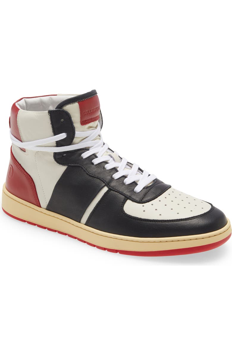 Collegium Pillar Destroyer High Top Sneaker, Main, color, White/Black/Red