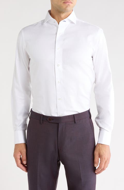 Trim Fit Textured French Cuff Dress Shirt