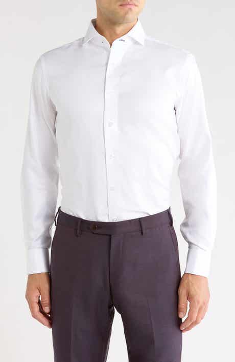 Trim Fit Textured French Cuff Dress Shirt