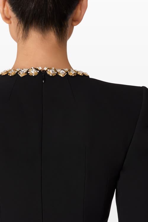 Jenny Packham Margoni Bell-sleeve Embellished Midi Dress In Black