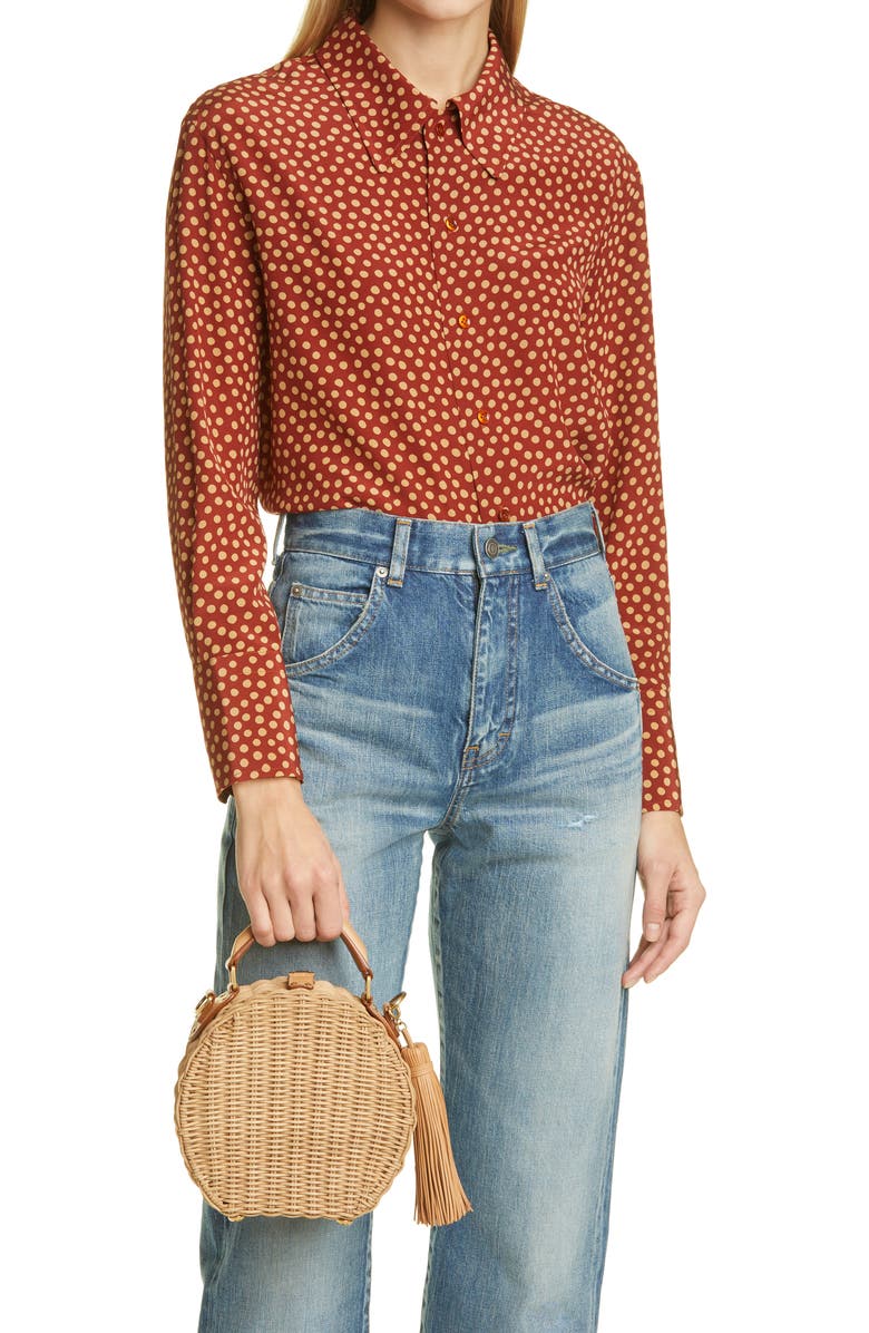 Saint Laurent Small Mica Wicker Top Handle Bag, Alternate, color,