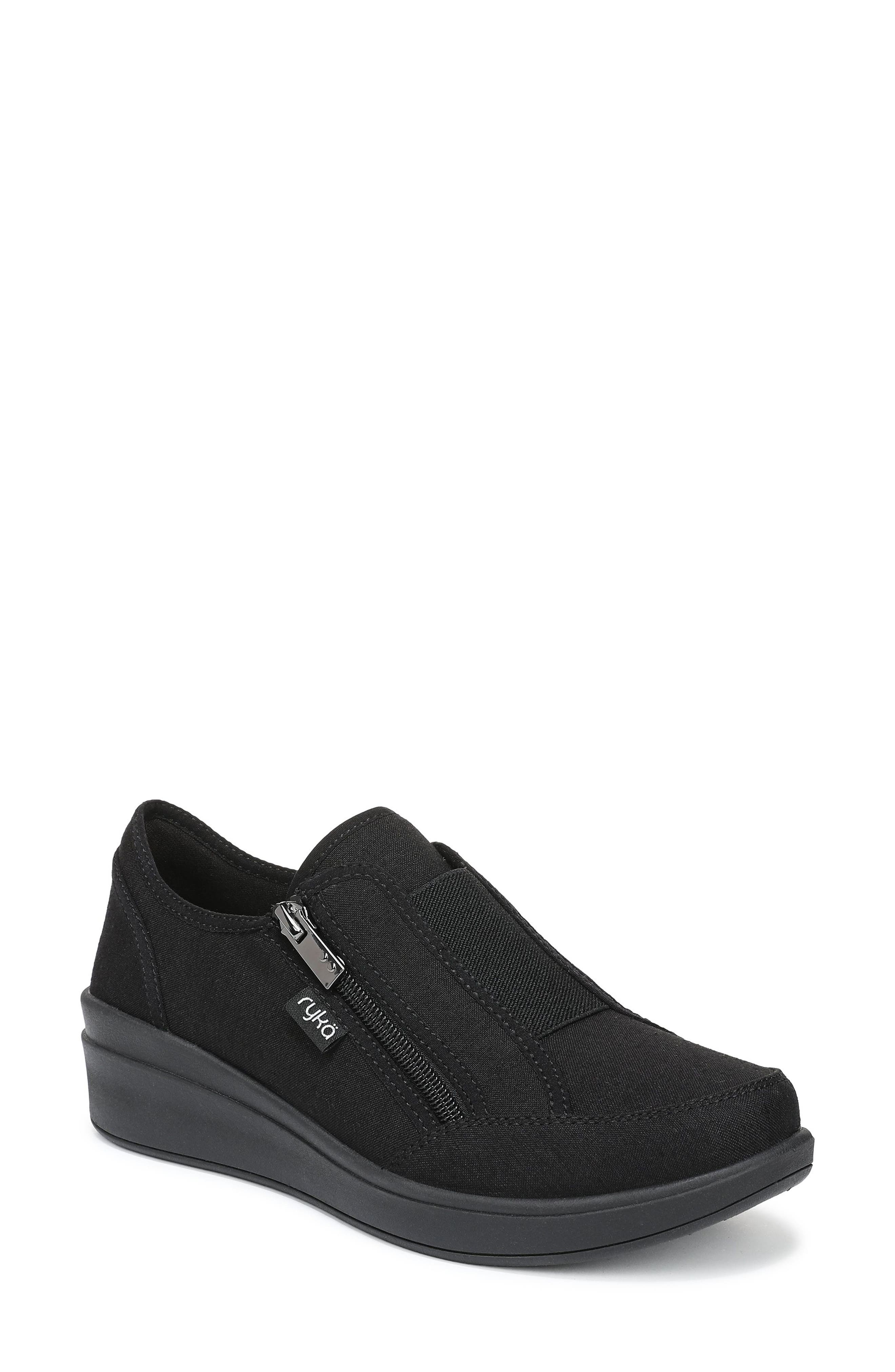 Rykä Lounge Zip Shoe, Main, color, Black Fabric