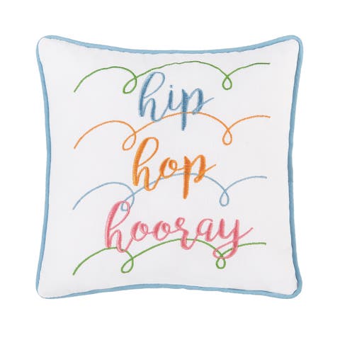 "Hip Hop Hooray" Easter Cotton Blend Mini Accent Pillow 10" x 10"