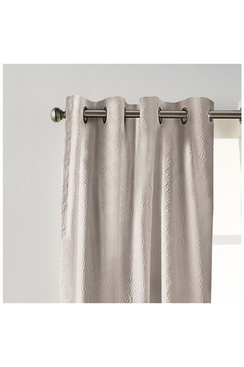 Chrysanthemum Floral Grommet Curtains, Alternate, color, TAUPE