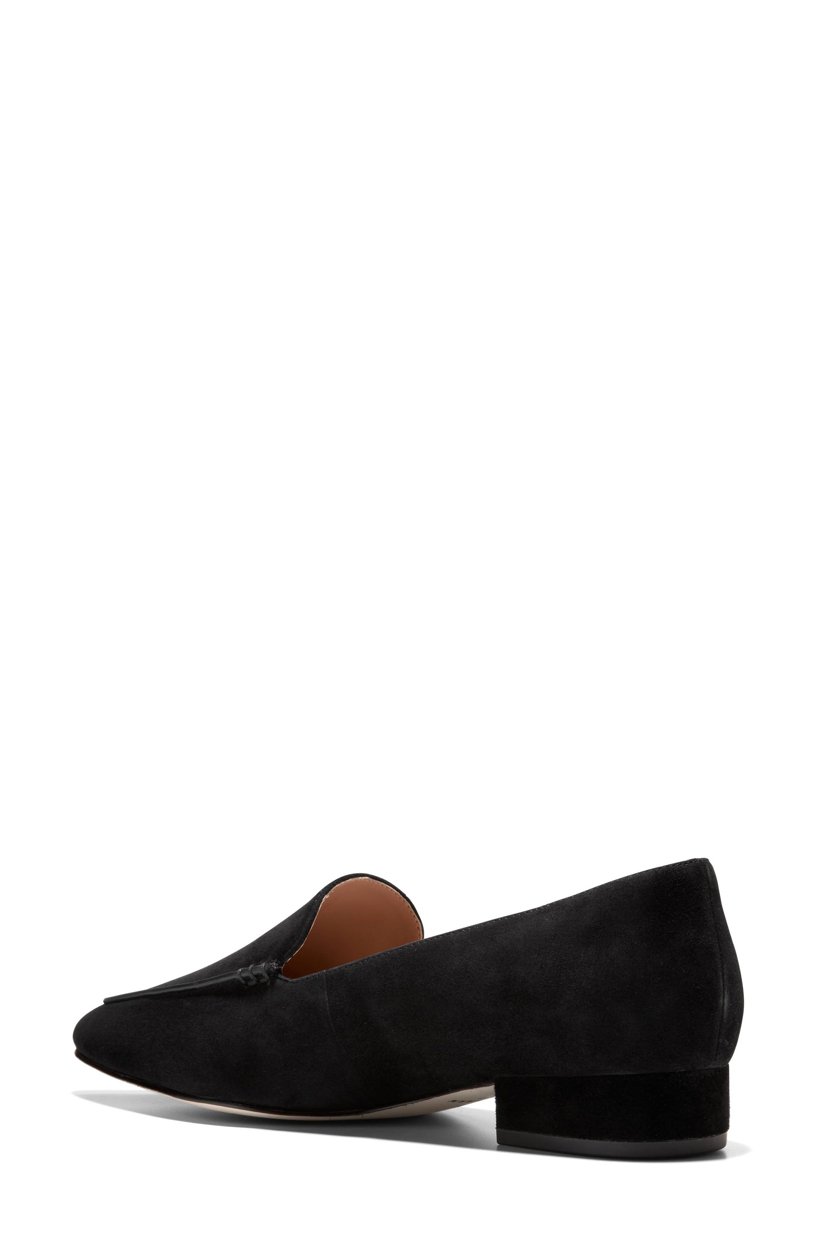 Valentina Pointed Toe Loafer, Alternate, color, BLACK SUEDE