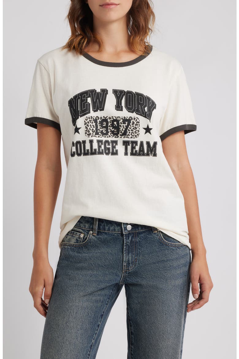 NY College Team Cotton Graphic T-Shirt, Main, color, MARSHMALLOW