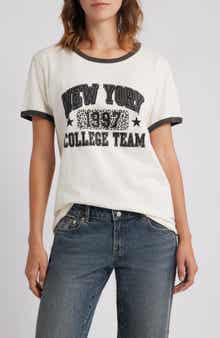 GOLDEN HOUR NY College Team Cotton Graphic T-Shirt