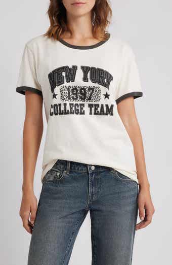 GOLDEN HOUR NY College Team Cotton Graphic T-Shirt