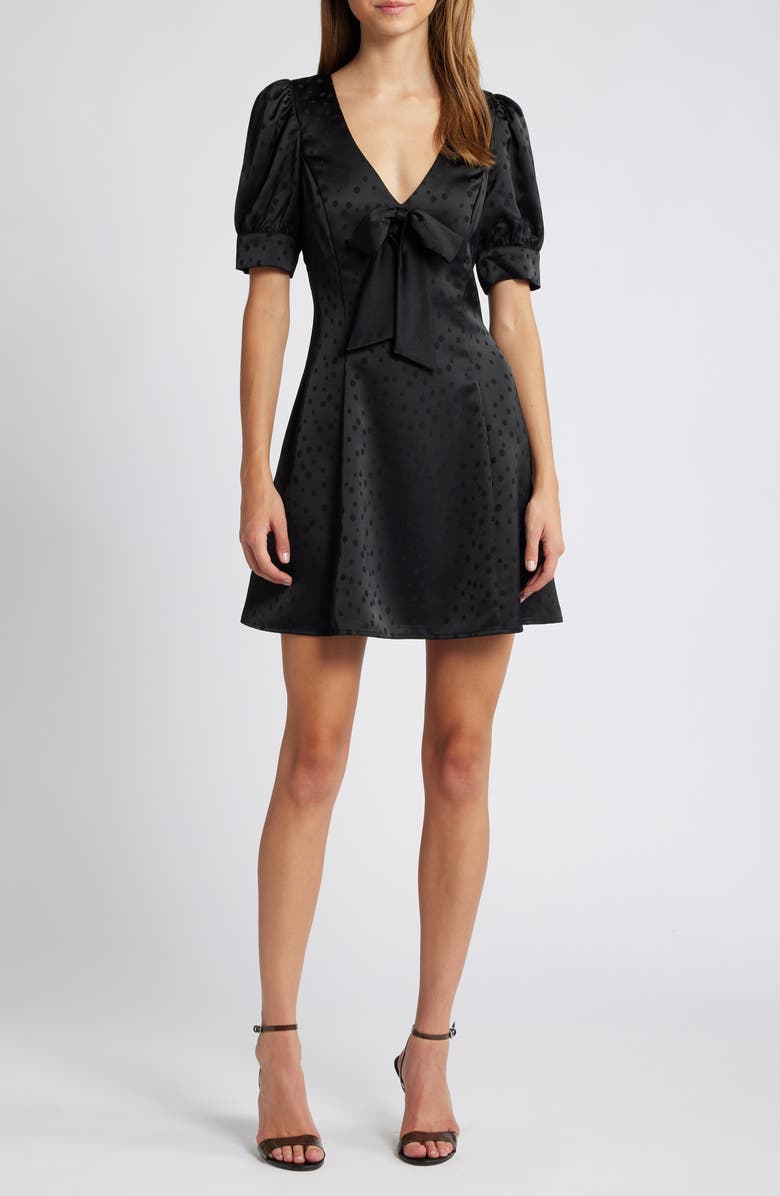 Charles Henry Dot Jacquard Satin Minidress, Main, color, 