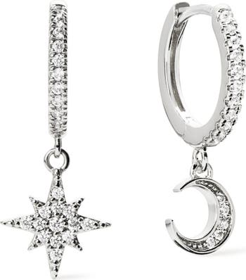 ana luisa/Celeste Moon ジルコニア付き フープピアス Ana Luisa Crescent Moon Huggie Hoops - Celeste | Nordstrom
