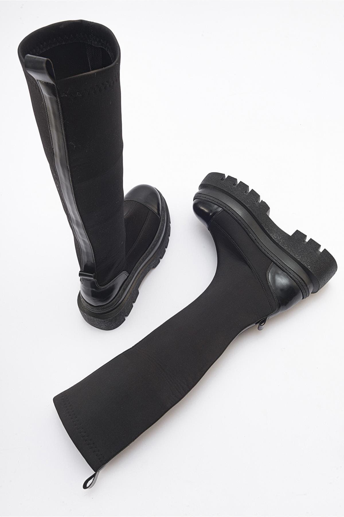 Prologue Shoes Celine Scuba Boot, Alternate, color, Black Faux Leather