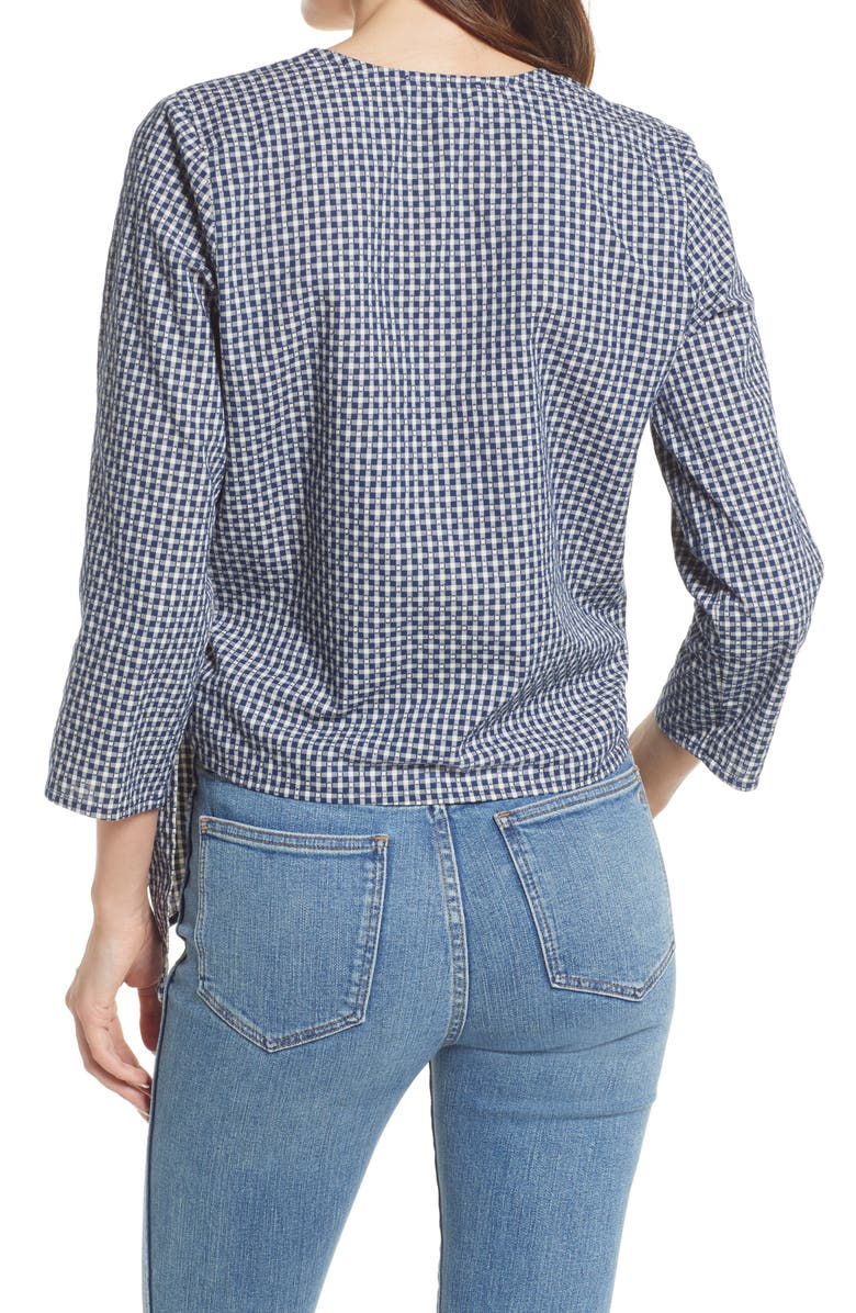 Madewell Women's Textured Cotton Wrap Top, Alternate, color,