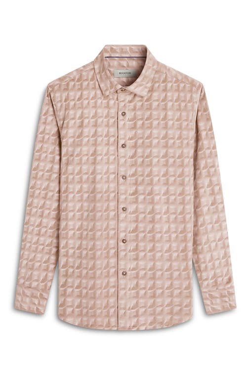 Bugatchi Karl Abstract Print Stretch Corduroy Button-up Shirt In Caramel