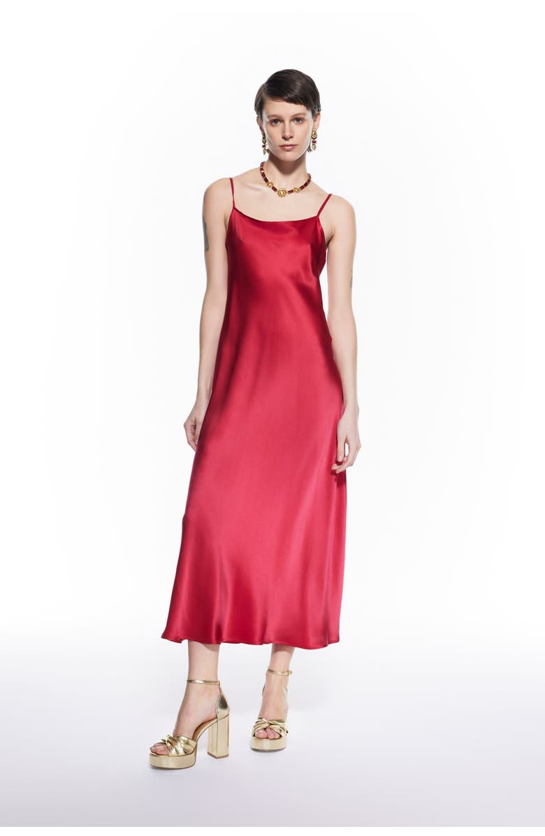 Mers Silk Dian Silk Nightdress Red, Main, color, Red