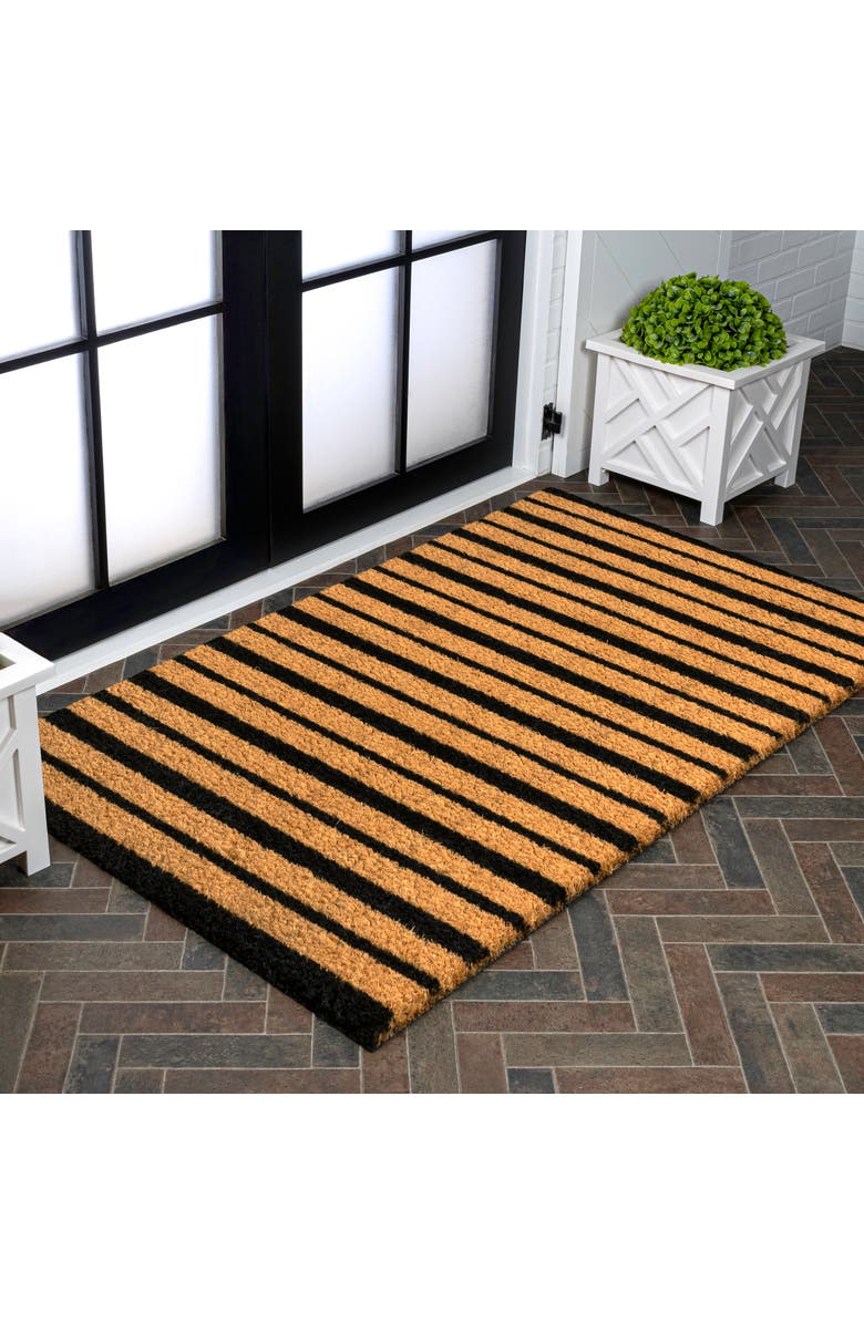 JONATHAN Y Peater Classic Casual Commerical Natural Coir Indoor/Outdoor Mat, Alternate, color, Natural Black
