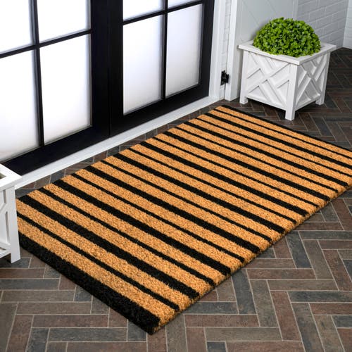 Jonathan Y Peater Classic Casual Commerical Natural Coir Indoor/outdoor Mat In Black