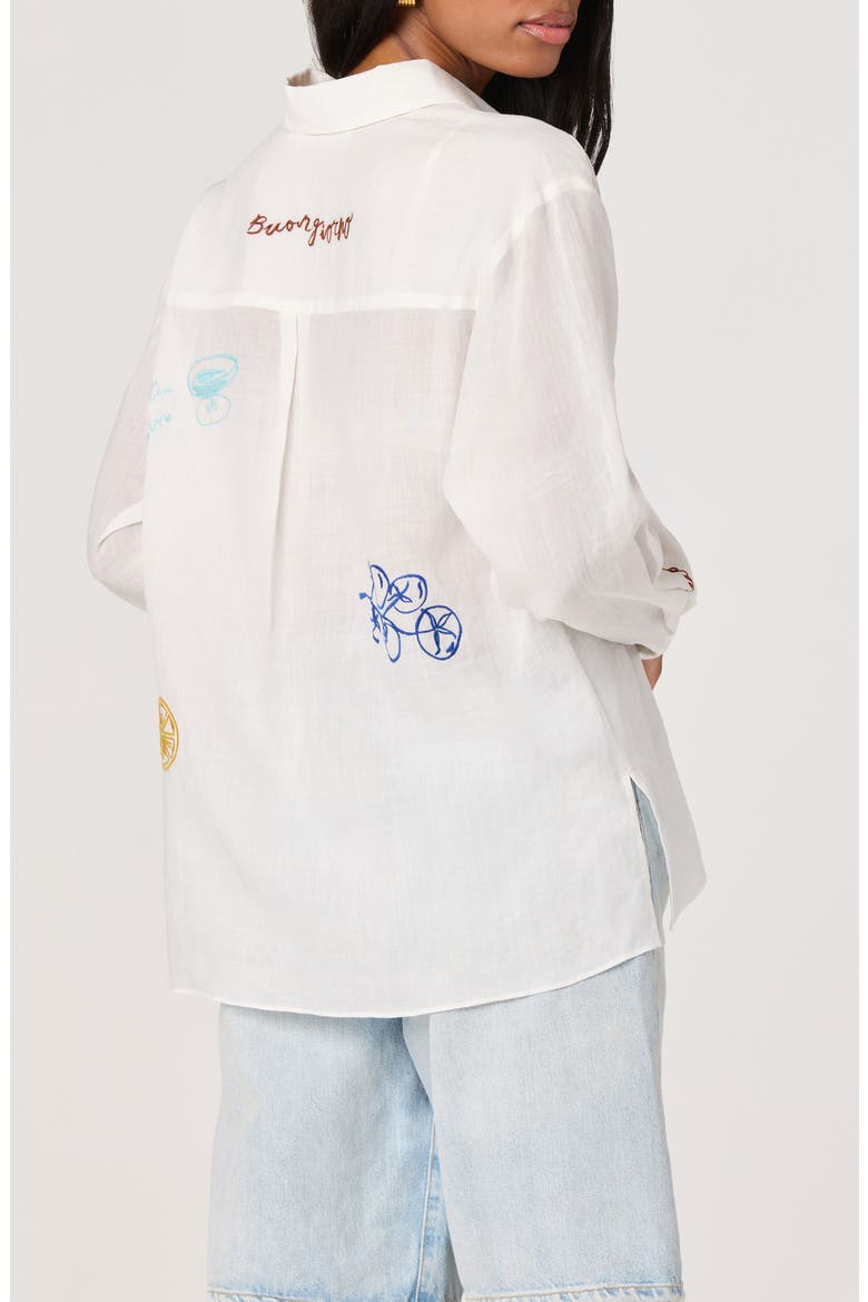 Trace Embroidered Button-Up Shirt, Alternate, color, WHITE PICNIC