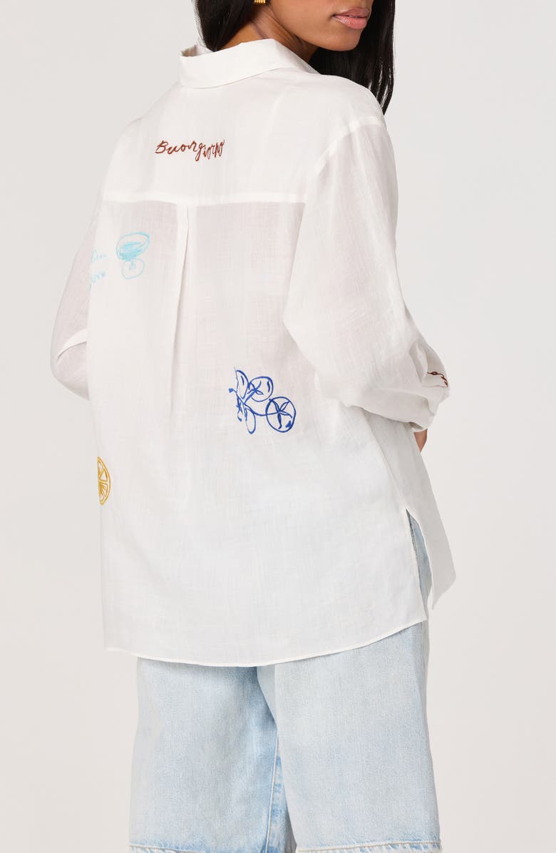 ASTR the Label Trace Embroidered Button-Up Shirt, Alternate, color, White Picnic