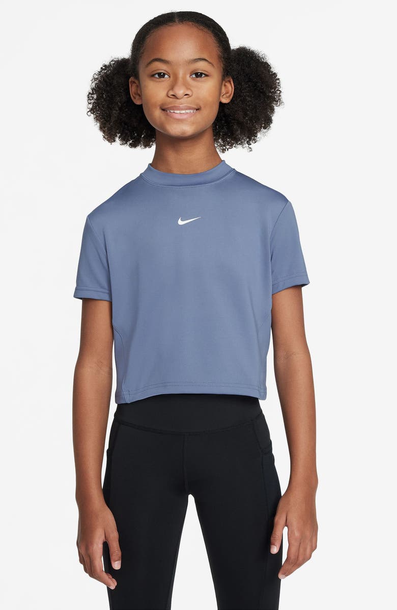 Nike Kids' Dri-FIT Mesh Inset Top, Main, color, World Indigo/White