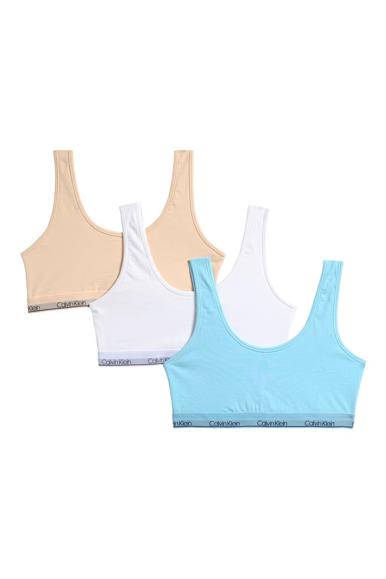 Kids' Assorted 3-Pack Bralettes, Main, color, BLUE/ WHITE/ SAND