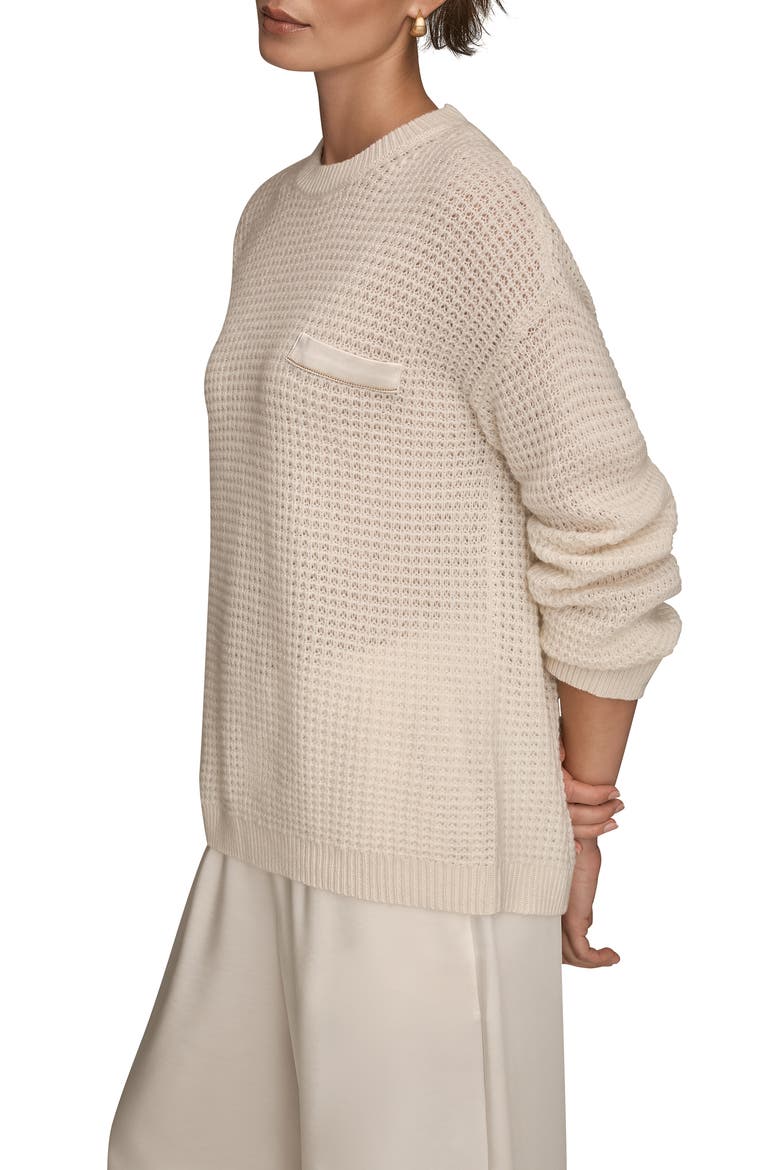 Waffle Stitch Wool & Cashmere Sweater, Alternate, color, CREAM/ GOLD