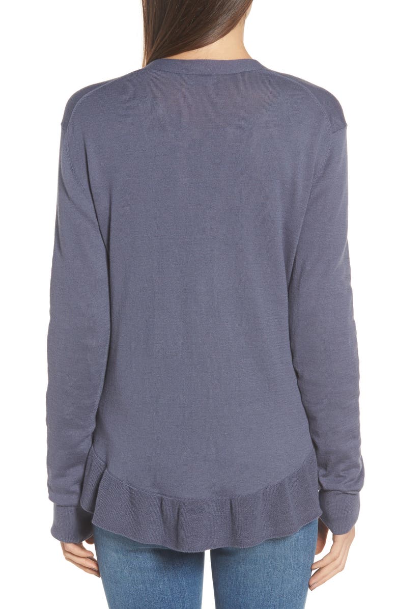 Hinge Ruffle Hem Cardigan, Alternate, color,