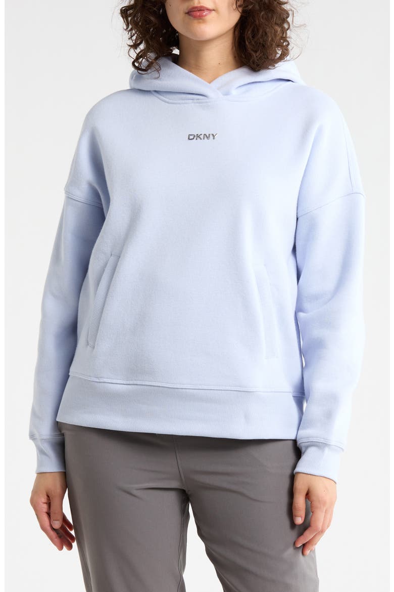 Metallic Bubble Logo Pullover Hoodie, Main, color, FROST BLUE