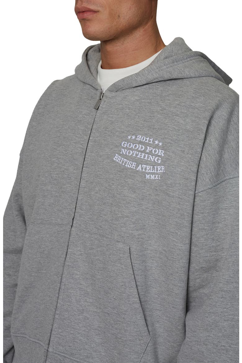 Boxy-Fit Zipped Icarus Hoodie, Alternate, color, Grey