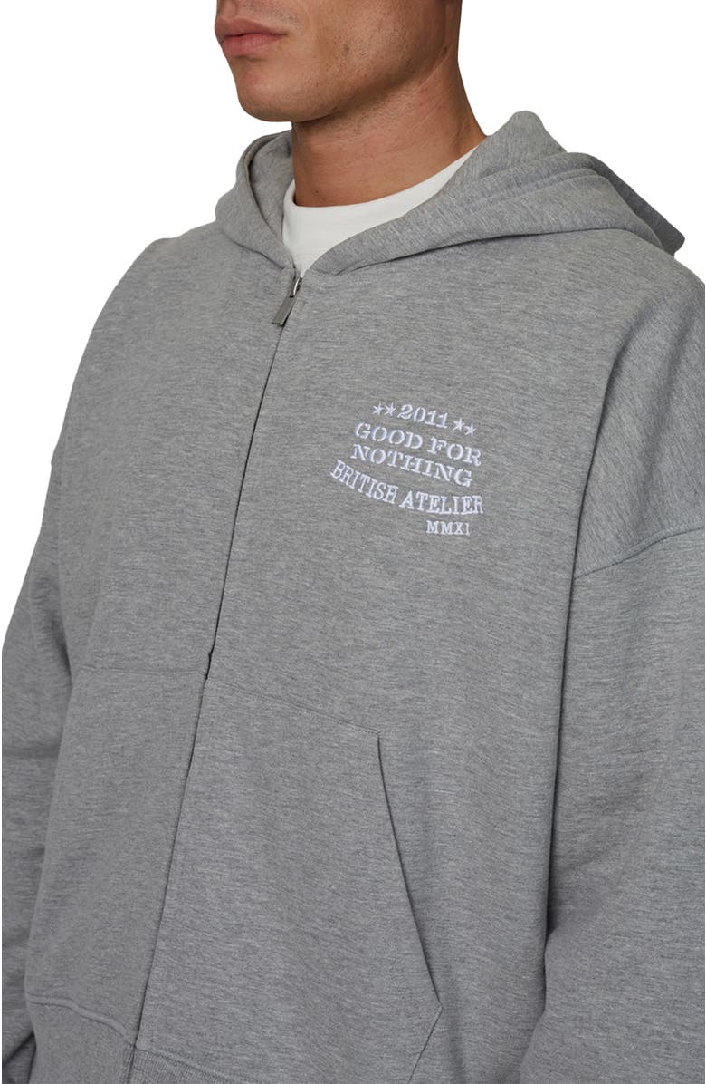 Good For Nothing Boxy-Fit Zipped Icarus Hoodie, Alternate, color, Grey