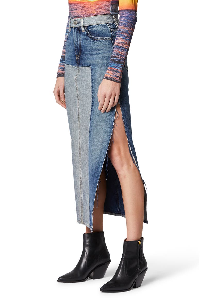 Paneled Denim Skirt, Alternate, color, AMAZED