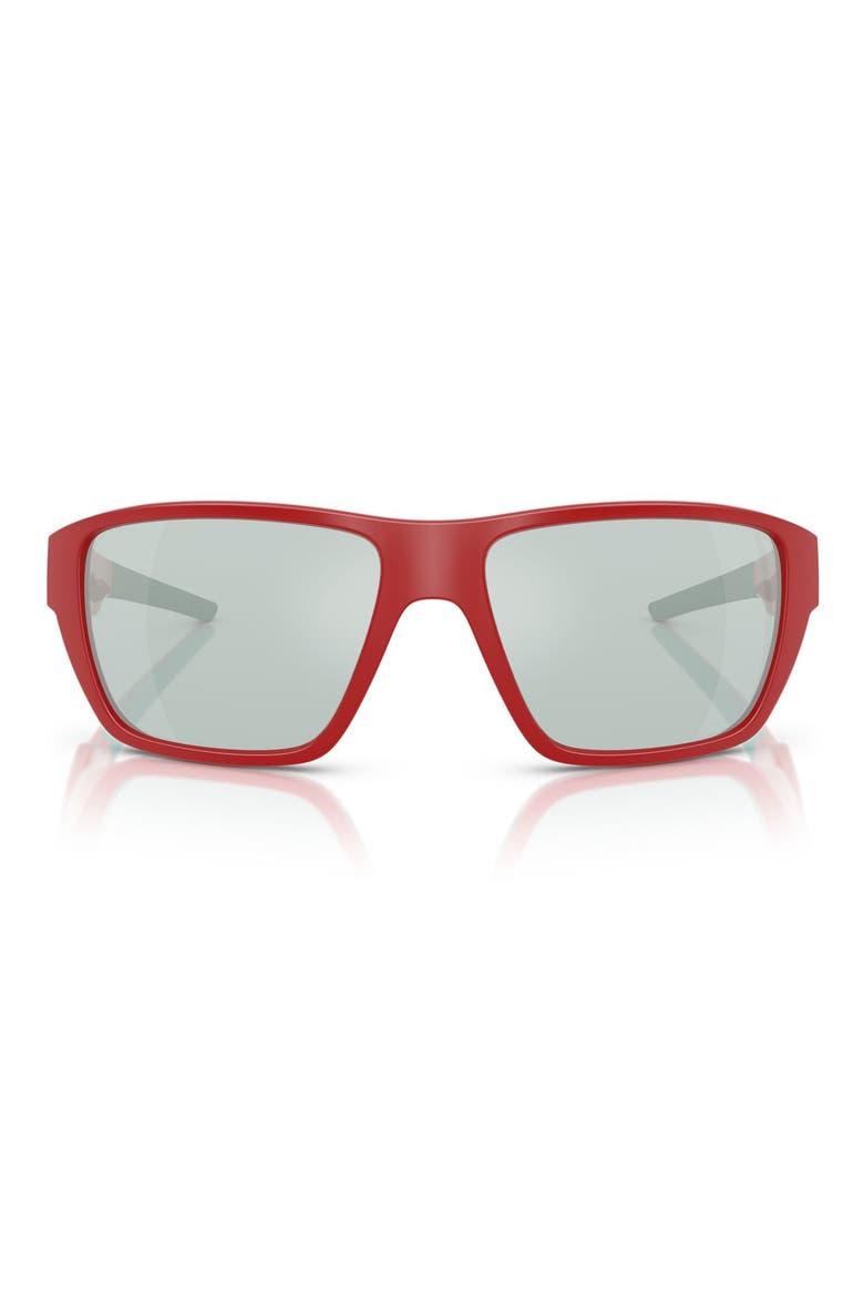 61mm Rectangular Sunglasses, Main, color, RED / MIRROR BLUE