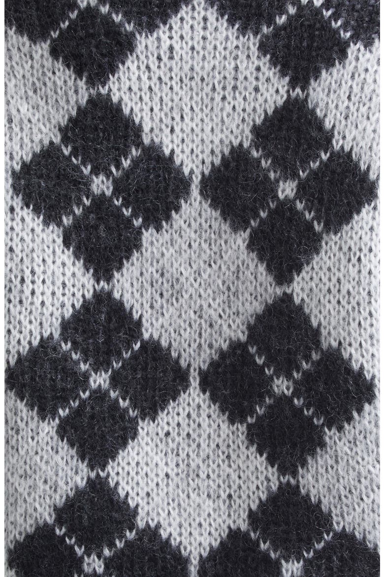 Argyle Mohair & Silk Turtleneck Sweater, Alternate, color, 22-75 BLK LT PRL GRY