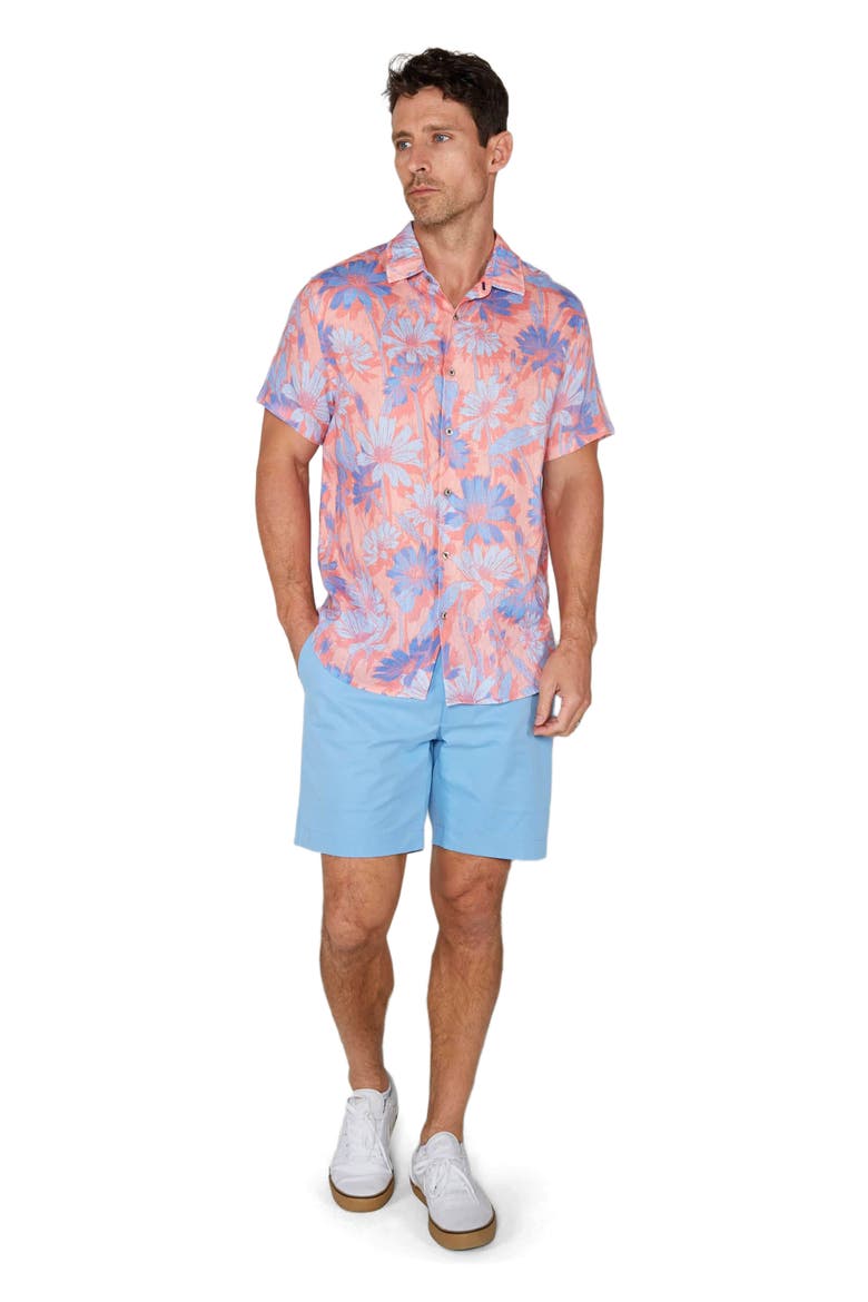 Uomo Springtime Short Sleeve Fine Linen Shirt, Alternate, color, SPRINGTIME PINK
