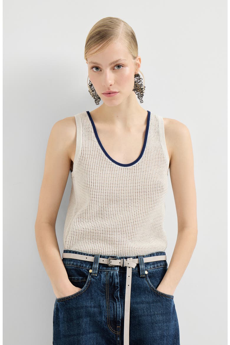 Net knit top, Alternate, color, Oat