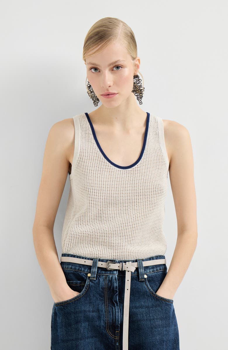 Brunello Cucinelli Net knit top, Alternate, color, Oat