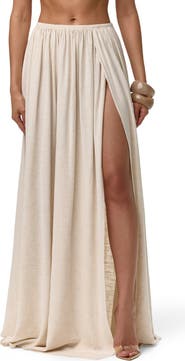 Naked Wardrobe Gathered Side Slit Maxi Skirt