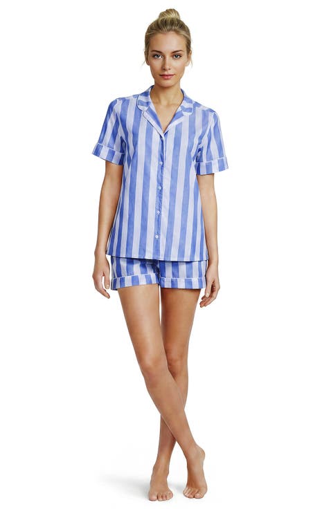 Poplin 2 Piece Pajama Set - Short Sleeve Shirt And Shorts