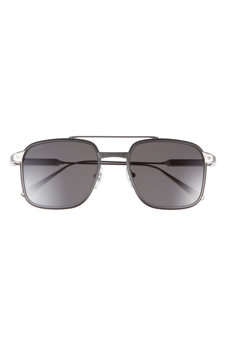 Cartier 54mm Rectangular Gradient Sunglasses, Main, color, Black