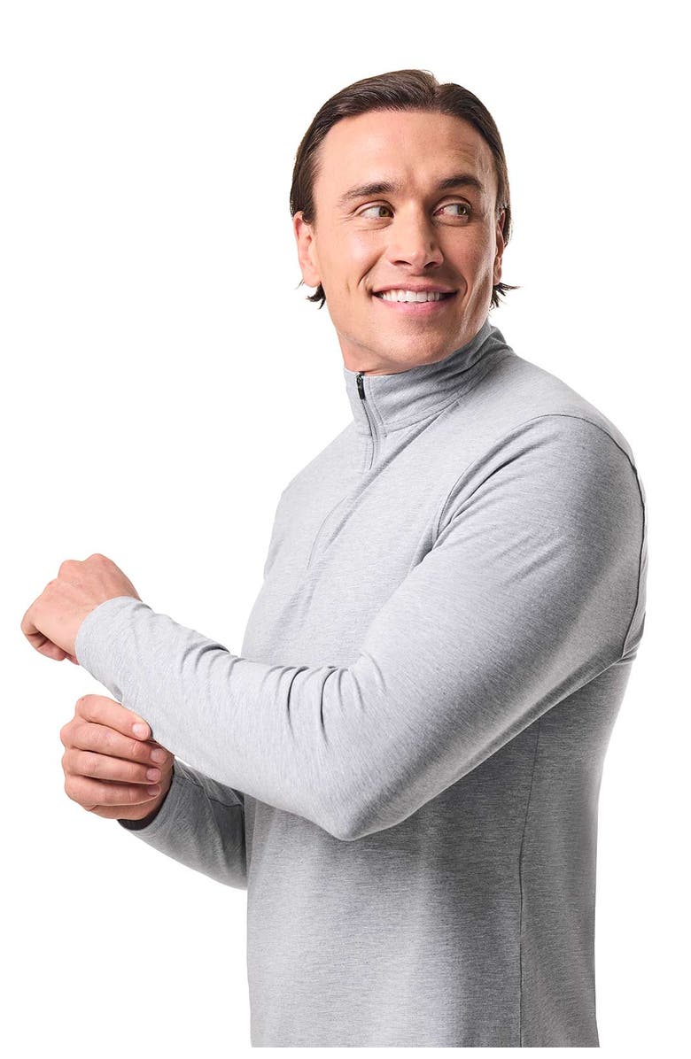 Coolibar Men's Quarter-Zip - UPF 50+ Sun Protection - Sonora, Alternate, color, Grey Heather