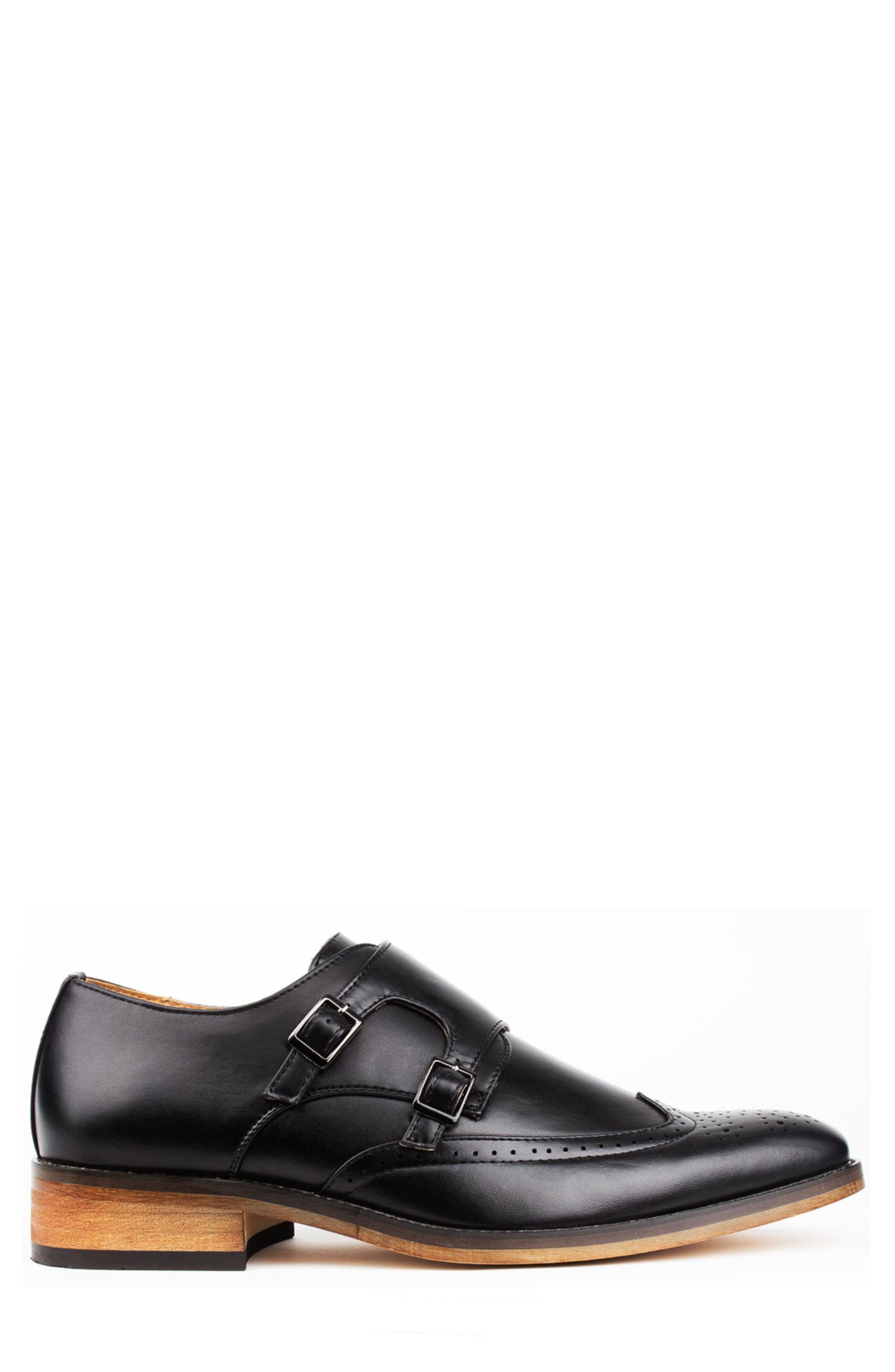 Gino Vitale Monk Strap Shoe, Alternate, color, Black