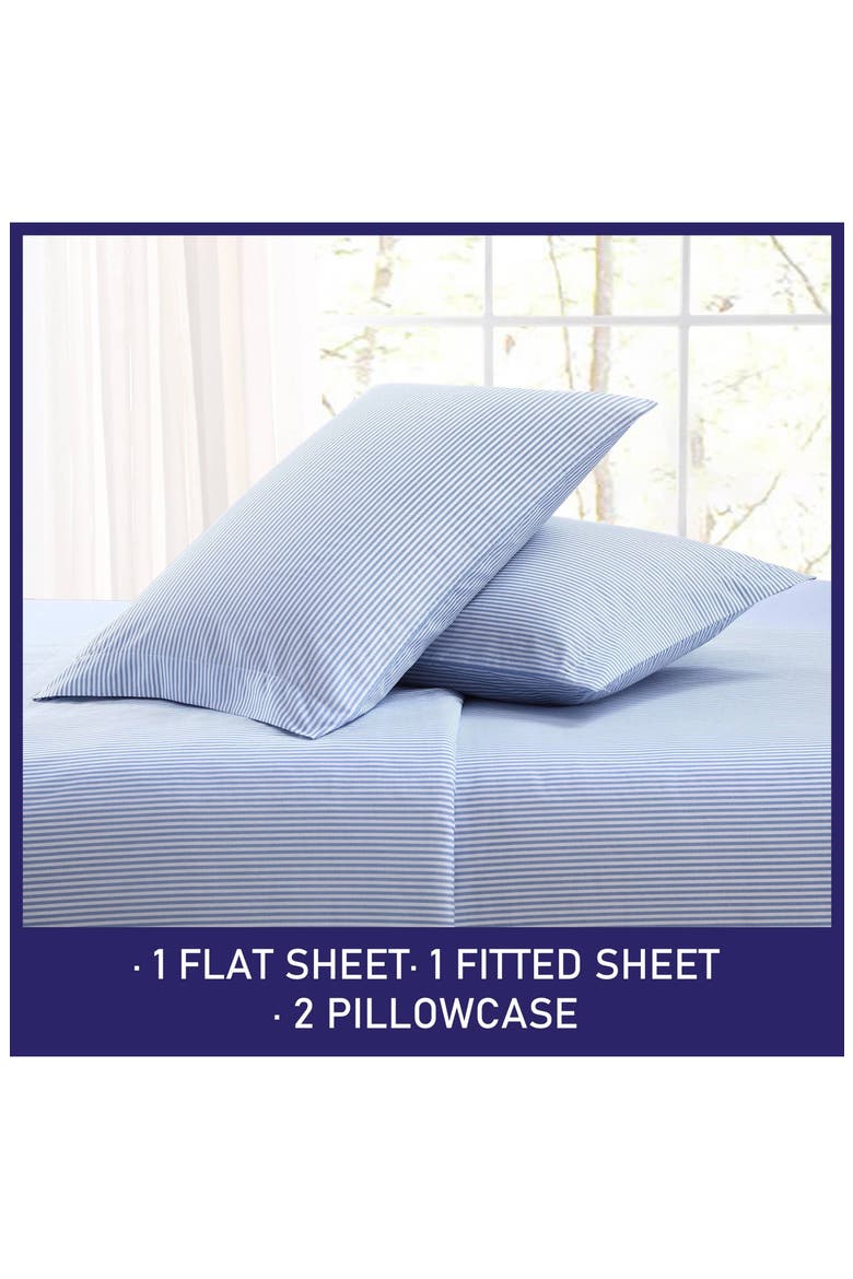 Oxford Stripe 200 Thread Count Cotton Percale Sheet Set, Alternate, color, BLUE/ WHITE