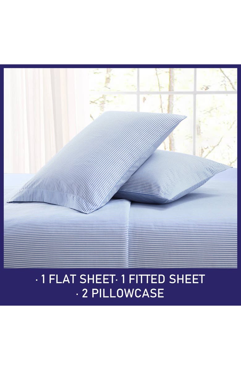 POPPY AND FRITZ Oxford Stripe 200 Thread Count Cotton Percale Sheet Set, Alternate, color, Blue/ White
