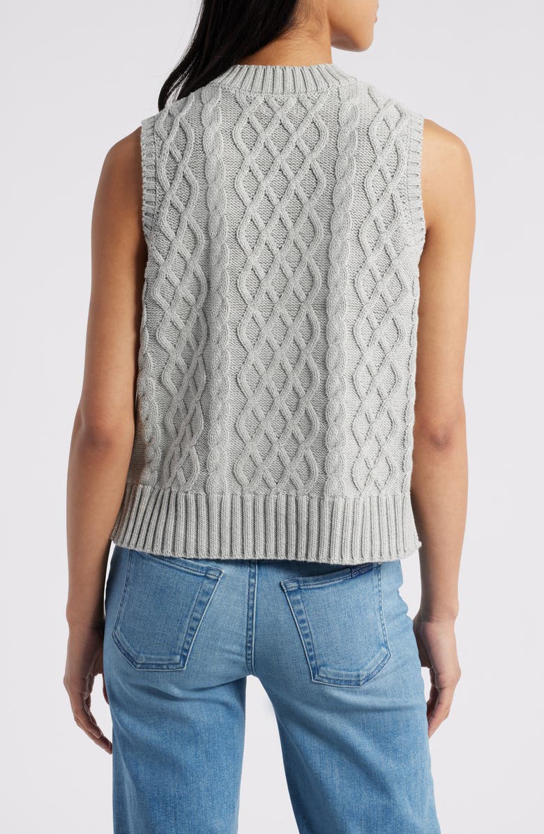 Caslon<sup>®</sup> Cable Knit Pima Cotton Sweater Vest, Alternate, color, 