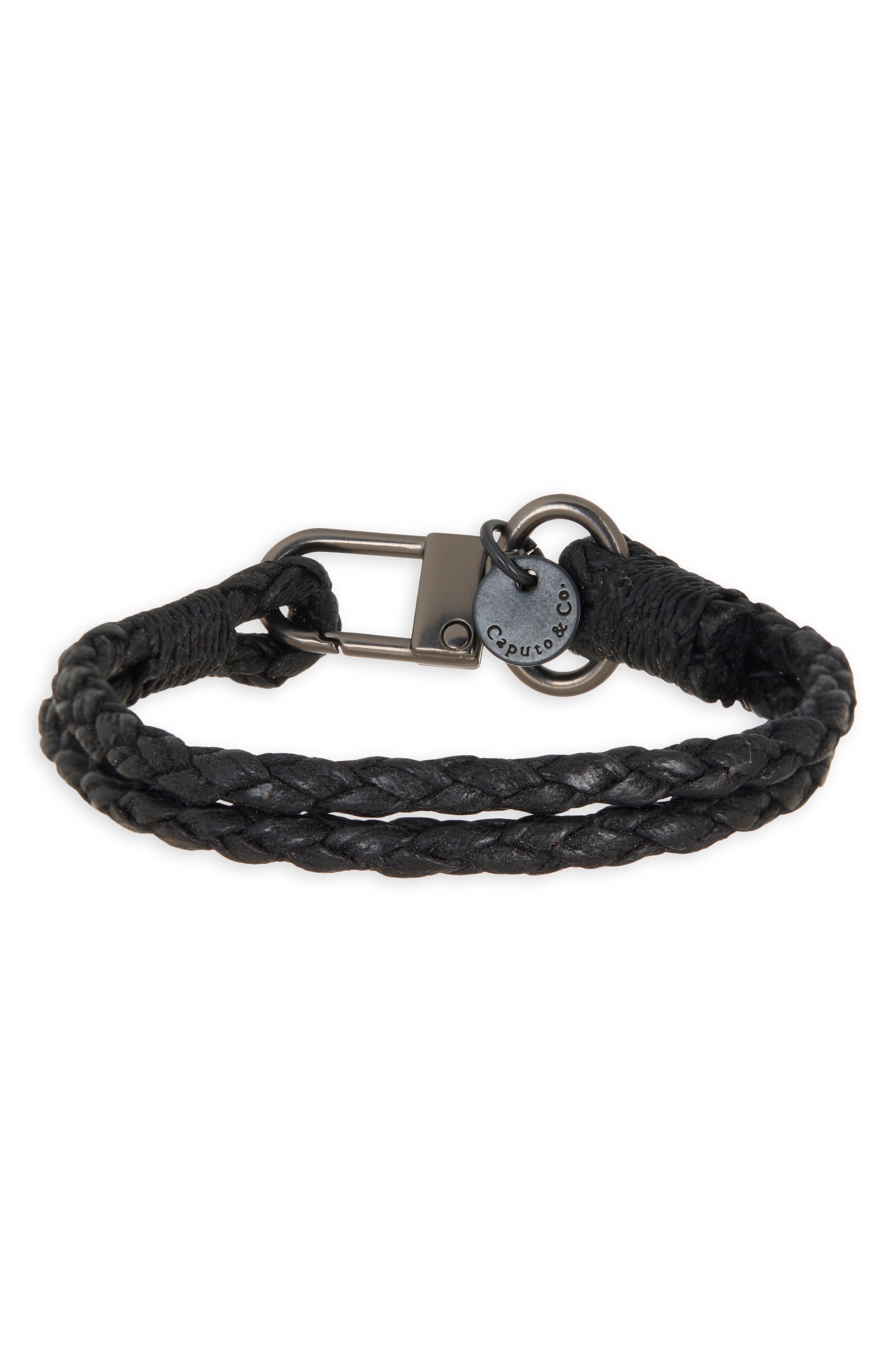 Leather & Silvertone Plate Bracelet