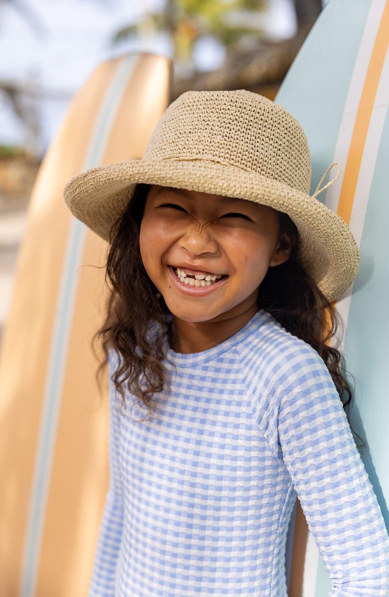 Snapper Rock Kids' Seaside Gingham UPF 50+ One-Piece Rashguard Swimsuit, Alternate, color, Blue