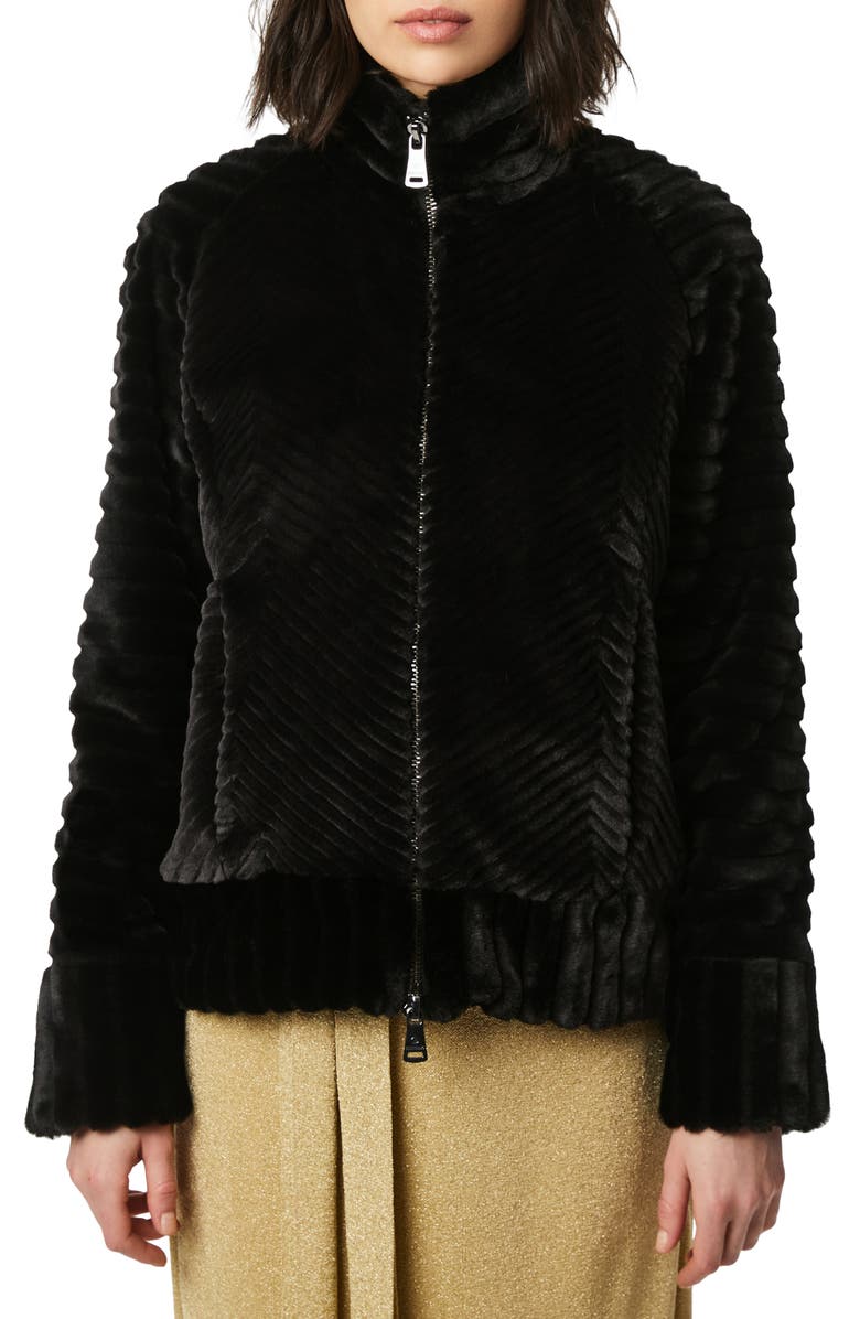 Bernardo Textured Faux Fur Jacket, Main, color,