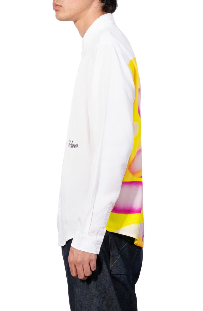PLEASURES x Richard Bernstein Pilule Graphic Lyocell Button-Up Shirt, Alternate, color, White