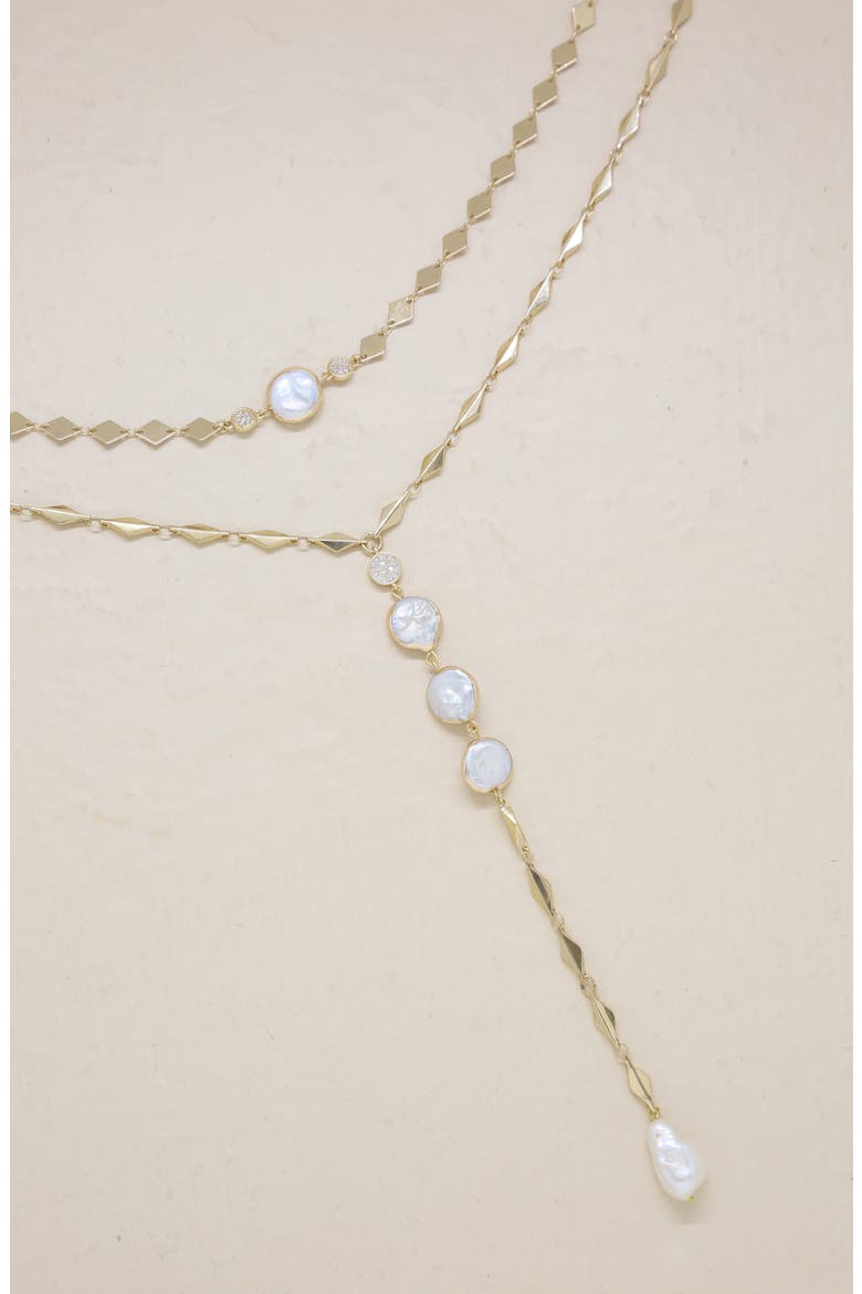 Set of 2 Pearl Necklaces, Alternate, color, GOLD