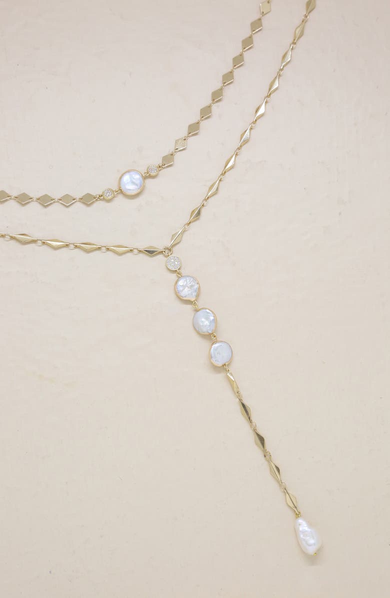 Ettika Set of 2 Pearl Necklaces, Alternate, color, Gold