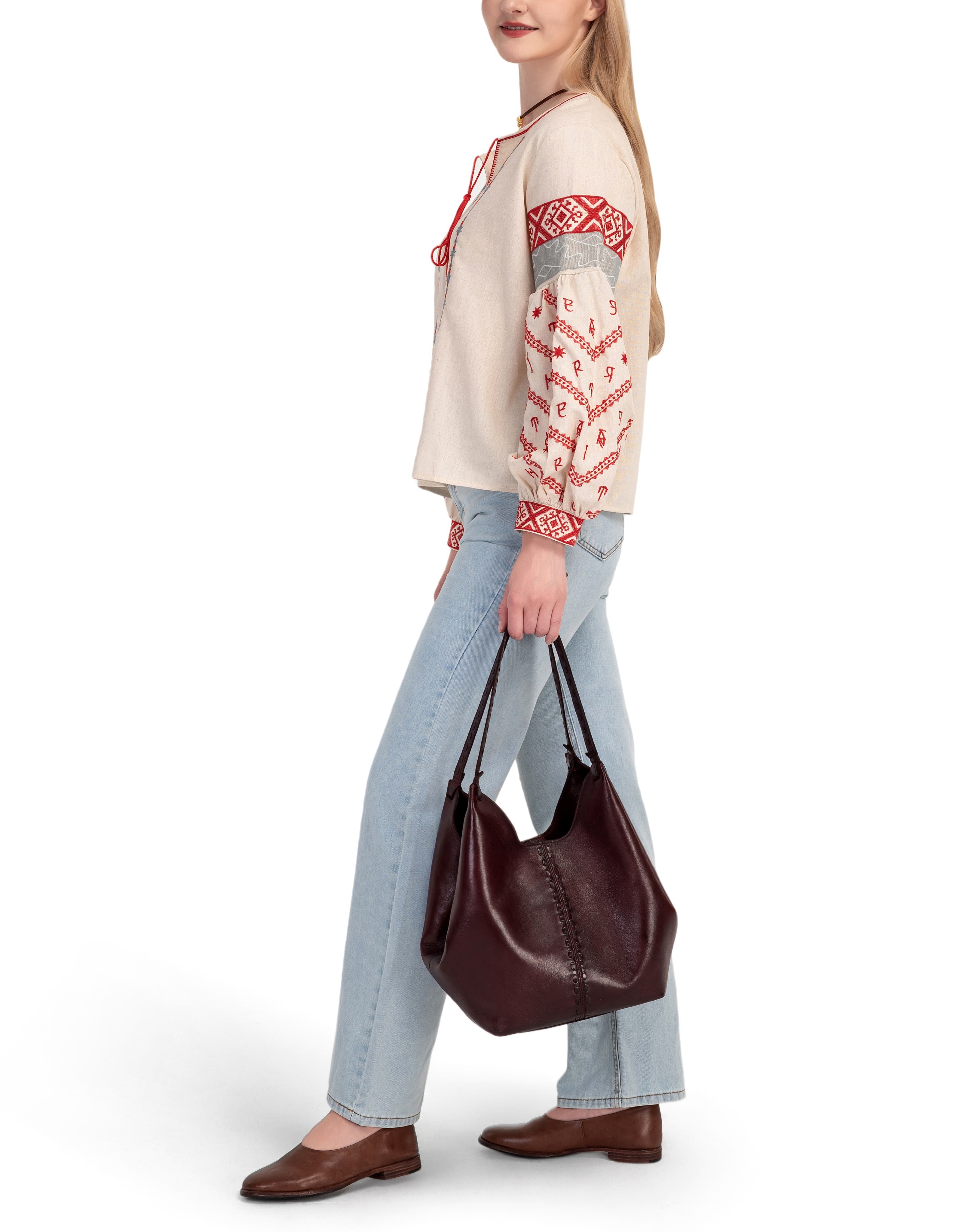 Wisteria Small Handwoven Leather Tote, Alternate, color, Burgundy